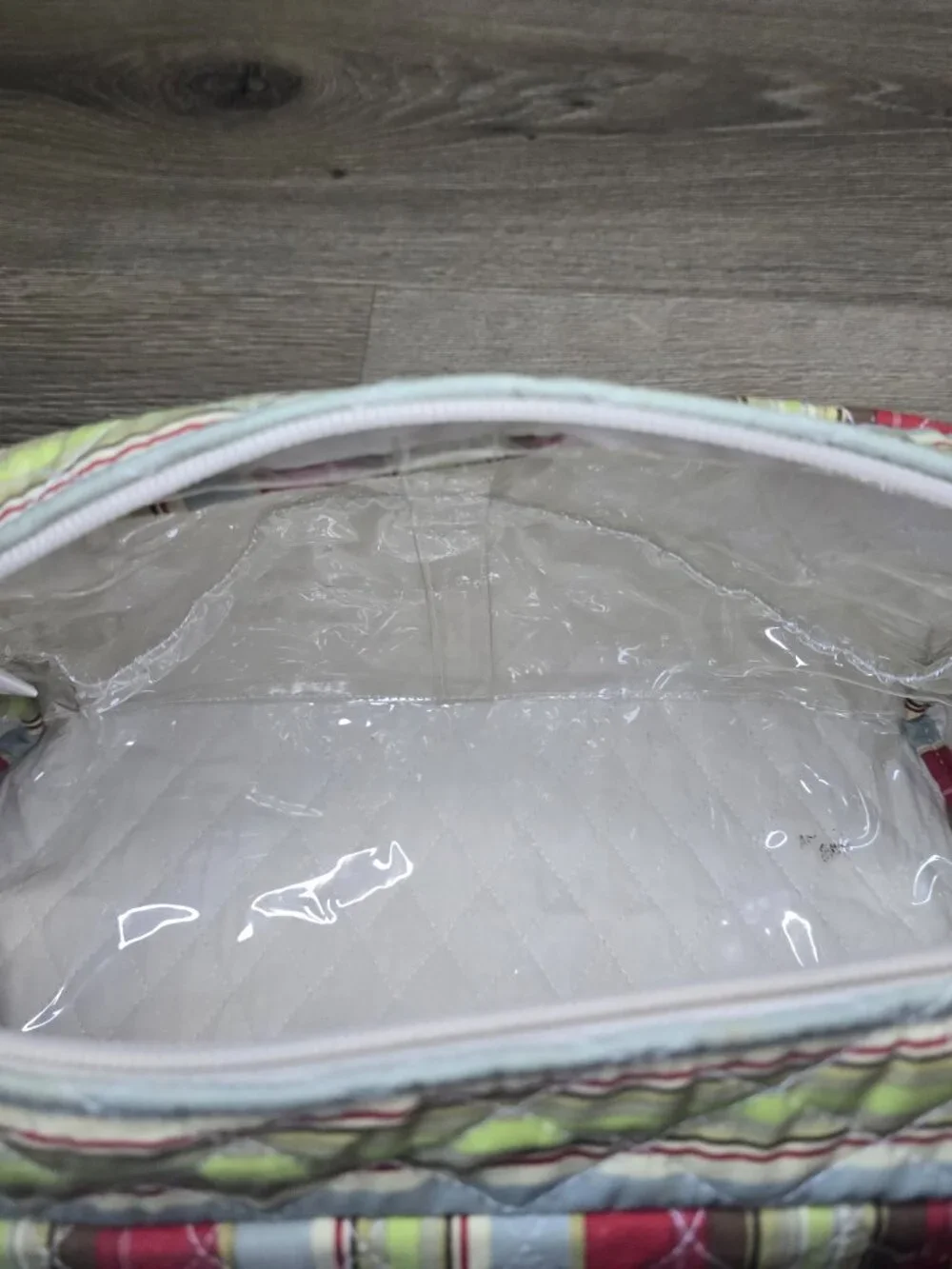Set Of 2 Pottery Barn Cosmetics Toiletry Makeup Bags Plastic Lined Cotton Shell